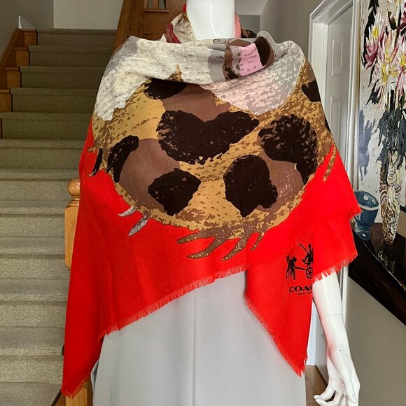 Coach X Gary Baseman Buster Le Fauve Wool Oversized Square Scarf - Authentic - Picture 8 of 10